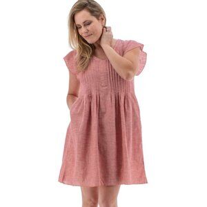 Aventura 'Devon' Organic Cotton Dress in Garnet Rose - Size M